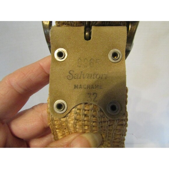 Vintage Salvatori Woven Macrame Belt Brass Buckle Two Tone Womens Sz 32 main image 8